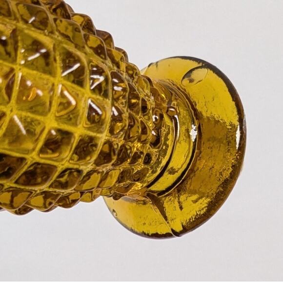 Vintage Amber Glass Pointed Empoli Diamond Point Genie Bottle with Stopper 20in - Picture 10 of 13